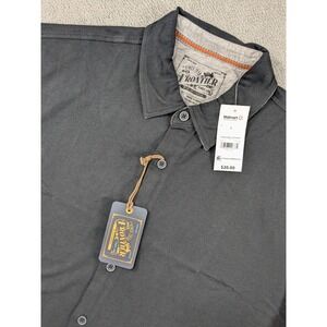 Frontier Threads Mens Large Black Sueded Jersey Coatfront SS Button Up Shirt